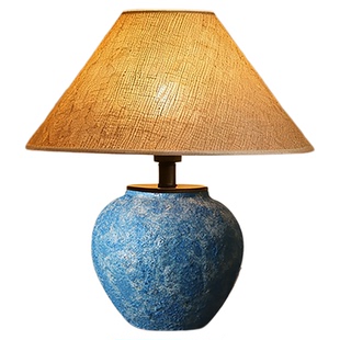 日式侘寂风陶瓷台灯复古设计民宿酒店中式客厅书房主卧室柜床头灯