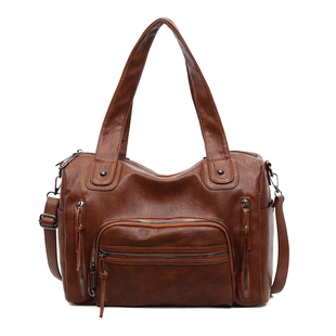 欧美时尚复古大容量托特包女手提单肩包百搭通勤旅行包斜挎包校园