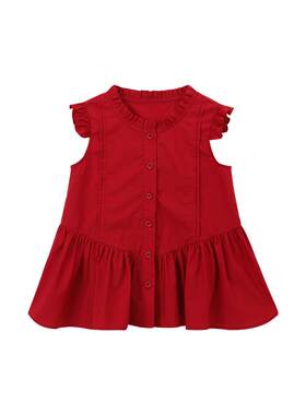 布丁哈鲁夏装童装女童元气上衣2026夏季新款儿童韩系甜美衬衫