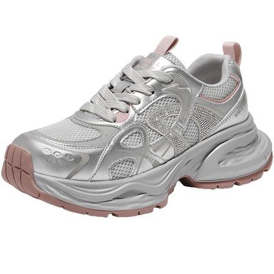 休闲鞋百丽鞋女厚底网面运动鞋