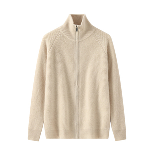 双股加厚100%纯羊毛衫男拉链开衫毛衣秋冬宽松外套针织打底羊绒衫