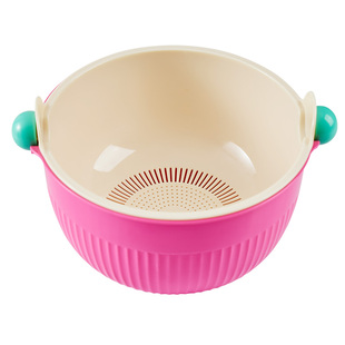 诺室多巴胺双层沥水篮家用圆球洗水果篮子厨房滤水果盘淘米洗菜盆