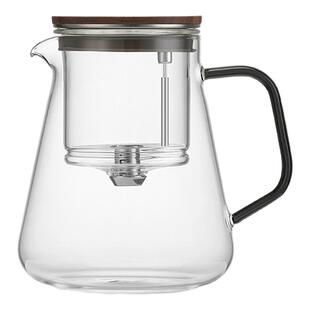 无键飘逸杯泡茶壶磁旋过滤茶壶胡桃木泡茶杯全玻璃内胆懒人泡茶具