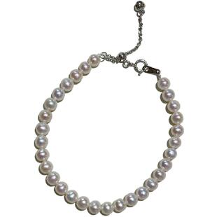 《如月扶风》4.5-5mm高品质极光淡水珍珠手链925纯银可调节手串