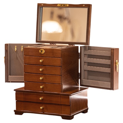 实木首饰收纳盒高档精致木质