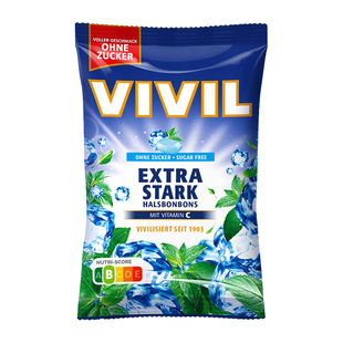 德国vivil薄荷糖无糖型超强10级润嗓薄荷脑开车提神聚餐清新口气