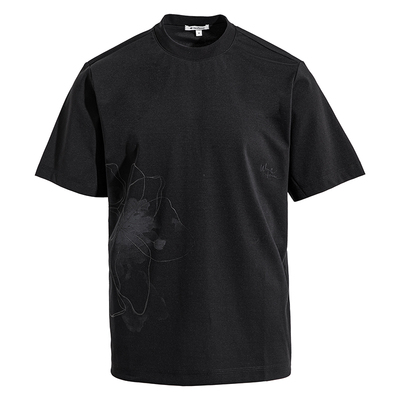 海上公路夏莲印花T恤男士夏季80S新疆长绒棉混纺日常通勤短袖上衣