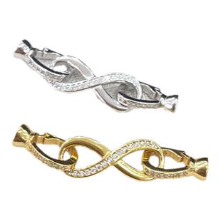 群绿盛S925纯银扣子配件珍珠项链搭手链连接扣8字单排收尾扣头