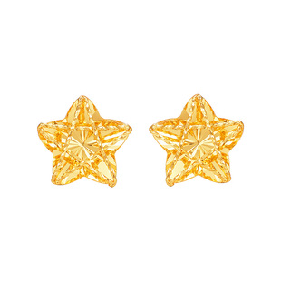 明牌珠宝5G黄金星星耳钉 足金闪闪星耳饰简约大方几何耳针AFH0284