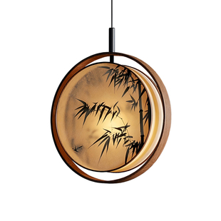 宋式美学吊灯禅意新中式民宿酒店古风圆形背景墙装饰艺术吊灯定制