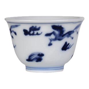 不二学古茶具丨青花飞马杯 马到成功形神具备绘飞马纹品茗杯茶杯