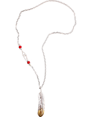 【特价回馈】一休高桥吾郎925纯银XL先铜羽毛细角链吊坠套装