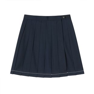 花千猪原创 秋栗高格裙  jk制服校供感a字型百褶裙棕格百搭jk裙