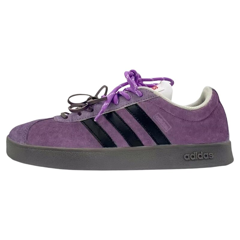 球鞋定制阿迪达斯adidasneoCourt乌梅子酱双鞋带紫色T头女款板鞋
