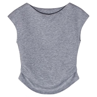 灰色上衣女韩系独特冷淡系夏日绝美漂亮套装半身裙清纯穿搭赫本风