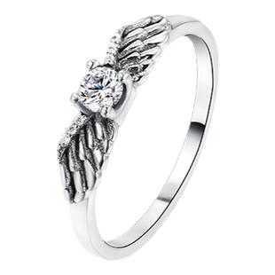通体S925纯银戒指镶钻天使之翼INS风翅膀女戒指气质精致指环学生