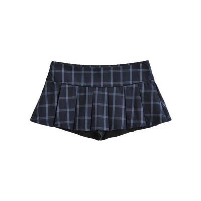 怪力酱复古格子百褶半身裙