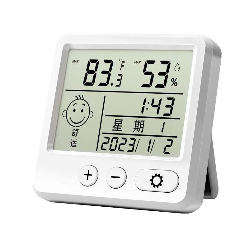 电子数显温湿度计室内家用婴儿时钟壁挂式迷你温度精准闹钟温度表