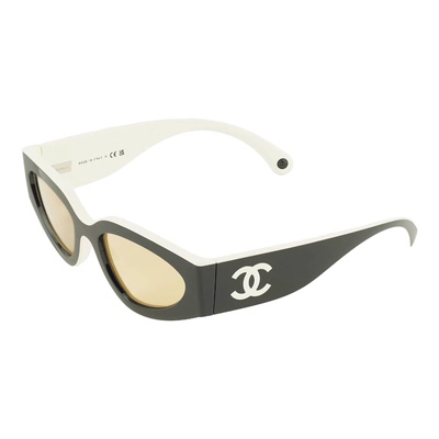 现货Chanel黑白熊猫拼色猫眼墨镜