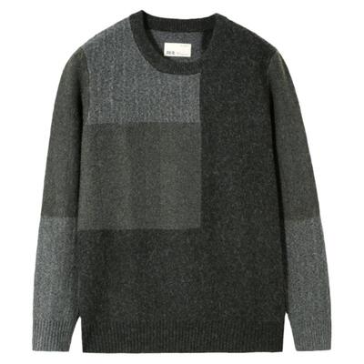 流石男装圆领长袖羊毛衫男针织衫