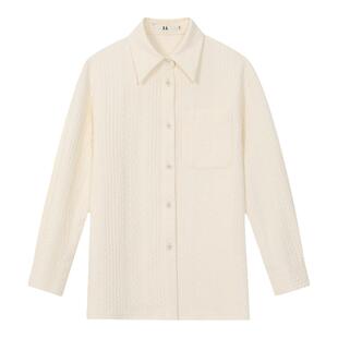 末未MIIWII24春米白色提花百搭针织衬衫外套W241140女士