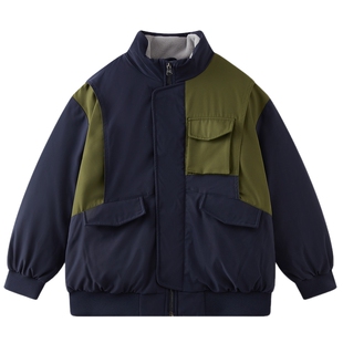 【无氟】MQD男童羽绒服2025冬季新款儿童三防立领短款拼接外套潮