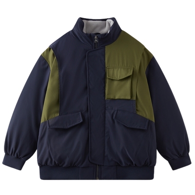 【无氟】MQD男童羽绒服2025冬季新款儿童三防立领短款拼接外套潮