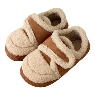 细细条 儿童羊羔毛棉鞋冬季保暖ins魔术贴男童女童亲子加绒豆豆鞋