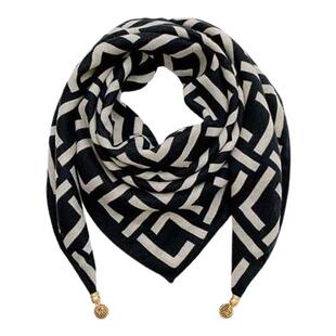 磁吸扣丝巾小围巾女春秋护颈方巾丝巾女2025新款文艺女士棉麻围巾