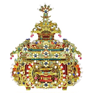 十里红妆点翠妆奁凤冠国风金属拼装模型3D手工diy拼图送女友粉黛