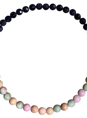 阿拉善手串清新甜美小众原创设计天然蓝砂石单双圈叠戴手链长款女