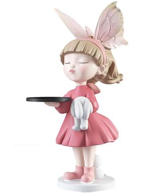 大型女孩落地托盘摆件