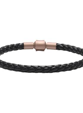 编织牛皮绳手链男女串3d硬金百搭