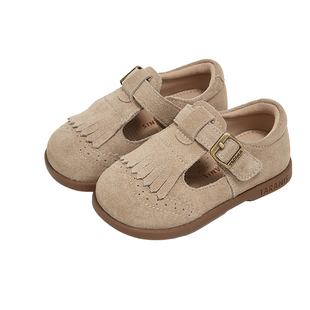 泰兰尼斯童鞋春秋新款牛皮宝宝鞋公主休闲鞋包头女童软底勃肯鞋子