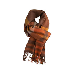 柿子红！高山原绒100%Cashmere保暖格子羊绒围巾女冬季高级感围脖