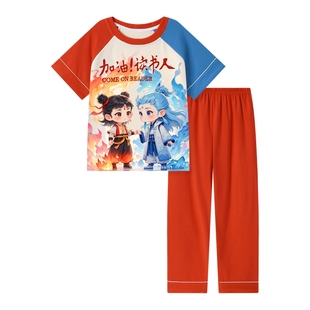 儿童睡衣女童纯棉长裤短袖夏季女孩中大童公主可爱少女家居服套装