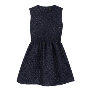 Maje秋冬女装法式时尚黑色仿钻装饰收腰无袖短款泡泡裙公主连衣裙