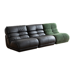 zolle云丘沙发/真皮中古包豪斯风黑色小户型客厅模块化组合沙发