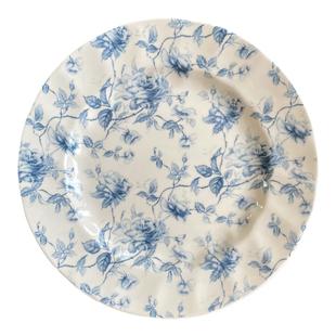 外贸出口英国釉下蓝色花朵原单尾货正餐盘早餐盘谷物碗汤盘咖啡杯