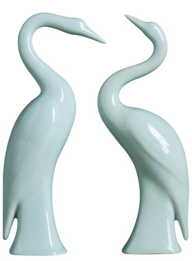 新中式风禅意陶瓷情侣摆件工艺品