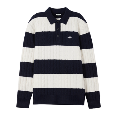 GANT/甘特男士条纹绞花针织毛衫