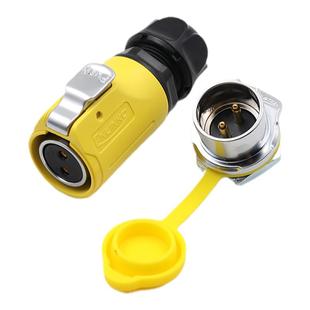 凌科LP-20LED显示屏单孔螺纹黄色2-12芯母头公座防水航空插连接器