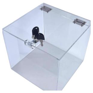 亚克力透明盒子带锁储物盒翻盖带门收纳箱保管箱存放柜防尘展示盒