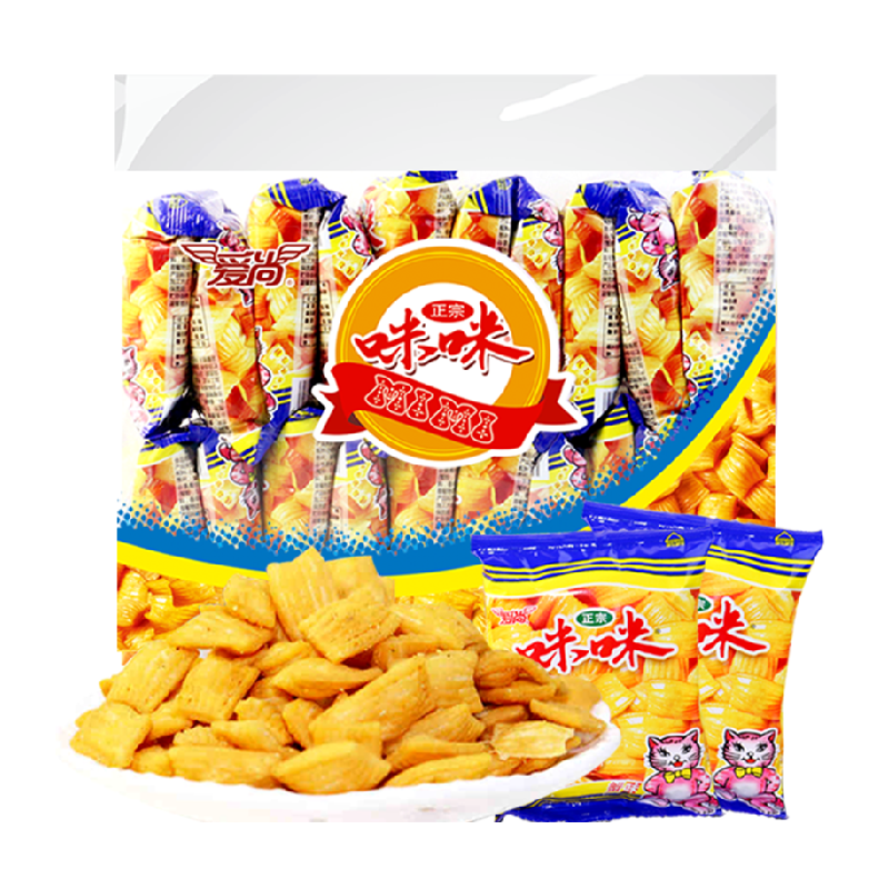 愛尚咪咪蟹味膨化薯片條18gX20包零食禮包湊單小吃休閑網(wǎng)紅辦公室