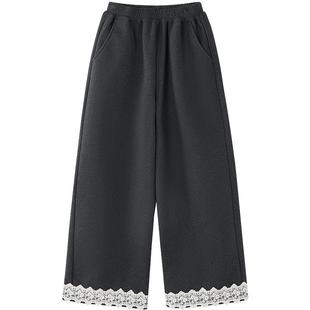 笛莎官方旗舰童装女童厚绒阔腿裤秋冬季新款女孩儿童时尚保暖裤子