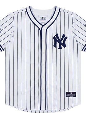 FANATICS x MLB 联名款 纽约洋基队 条纹开衫棒球T恤短袖男女同款