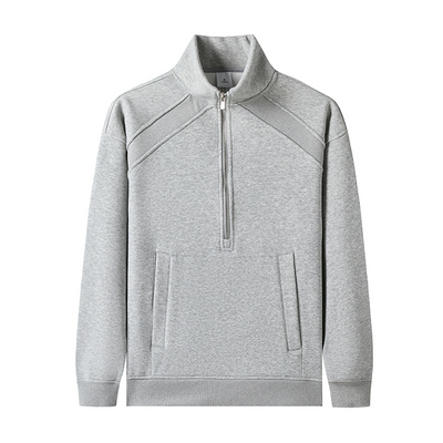 恒源祥立领加厚半拉链纯色卫衣男