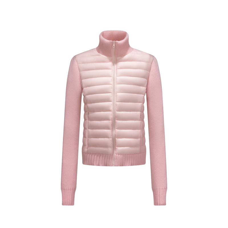 轻薄针织毛衣袖拼接棉服短款