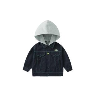 【防褪色】齐齐熊男童牛仔外套春秋装儿童连帽男宝宝上衣小童衣服