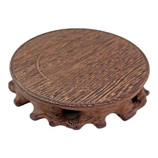 鸡翅木圆形实木底座花瓶盆景玉石摆件紫砂壶木托 杯垫杯托隔热垫